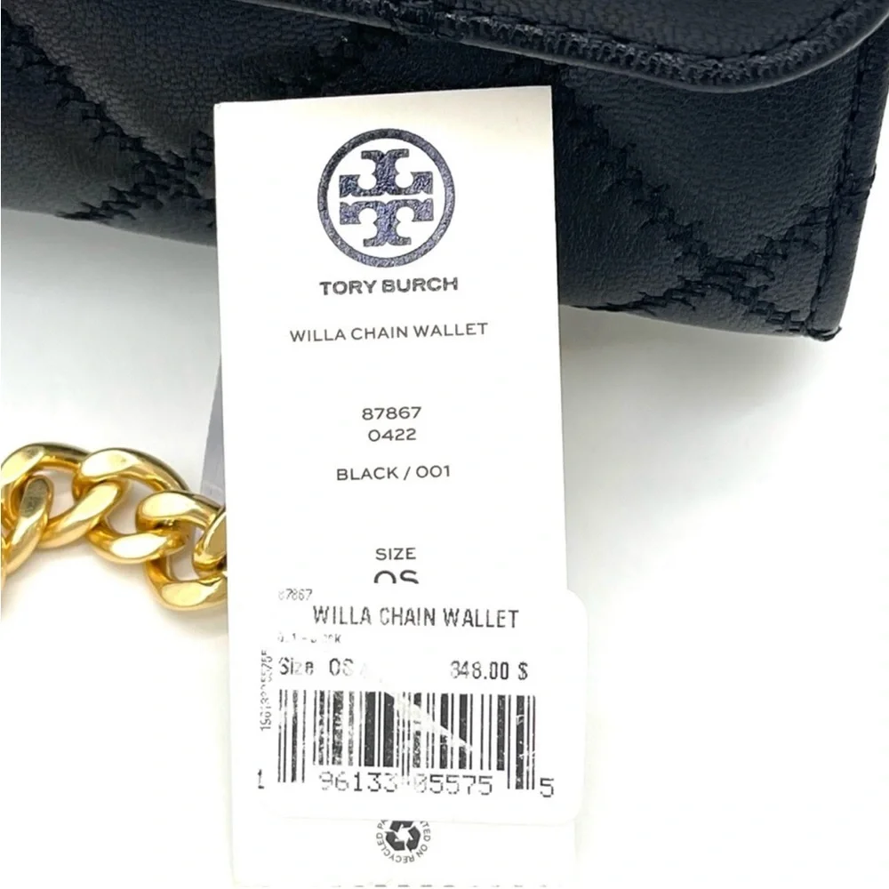 Tory Burch Navy Quilted Crossbody Bag with Gold Chain